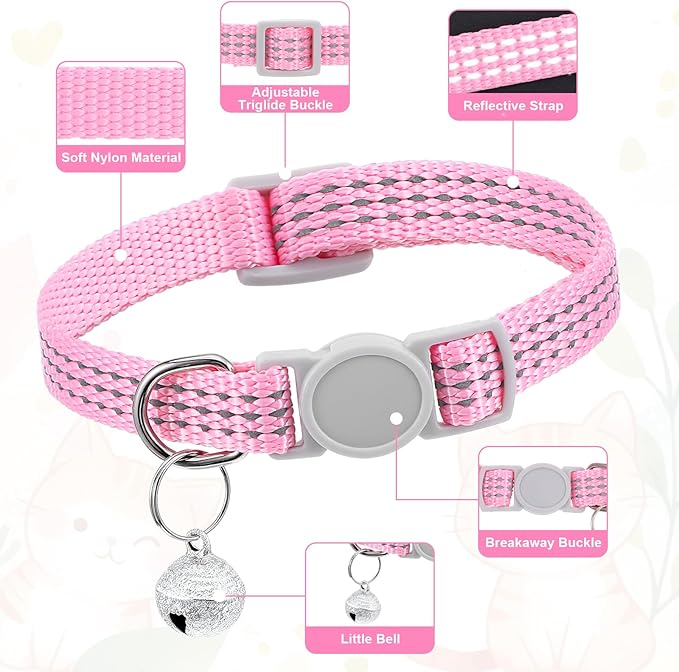 5 Pcs Breakaway Cat Collars, Reflective Cat Collar Small Cats Collar with Bells Adjustable Kitten Collars Pet Supplies 7.9" - 13" Inches 5 Bright Colors Reflective for Kitten Small Pets