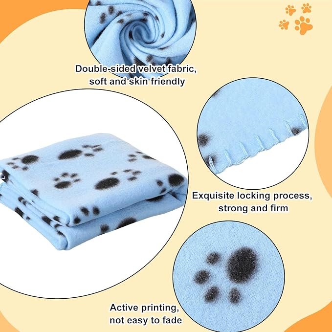 Preboun 50 Pack Puppy Blanket Bulk 24 x 28 Inch Small Soft Fleece Pets Paw Print Blanket Sleep Mat Pad Bed Cover for Kitten Dogs Cats and Other Small Animals, 25 Styles