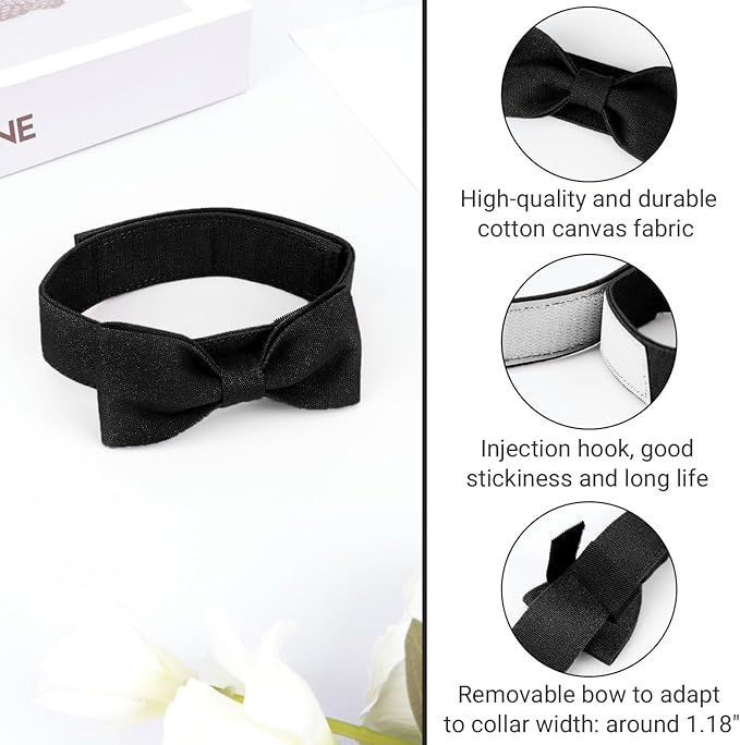 Segarty Bow Ties for Dogs Neck Girth 10.2-14.2in, Adjustable Black Bowtie Collar for Small Medium Dogs, Cat Tie Tuxedo Comfortable Pets Bow Grooming Accessory for Formal Wedding Holiday Birthday Party