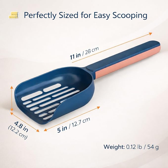 Cat Poop Scooper Cleaning Shovel, Plastic Candy Color Shovel, Ergonomic Pet Cleaning Tool, Litter Box Scooper, Large Cat Litter Scoop. (Blue)