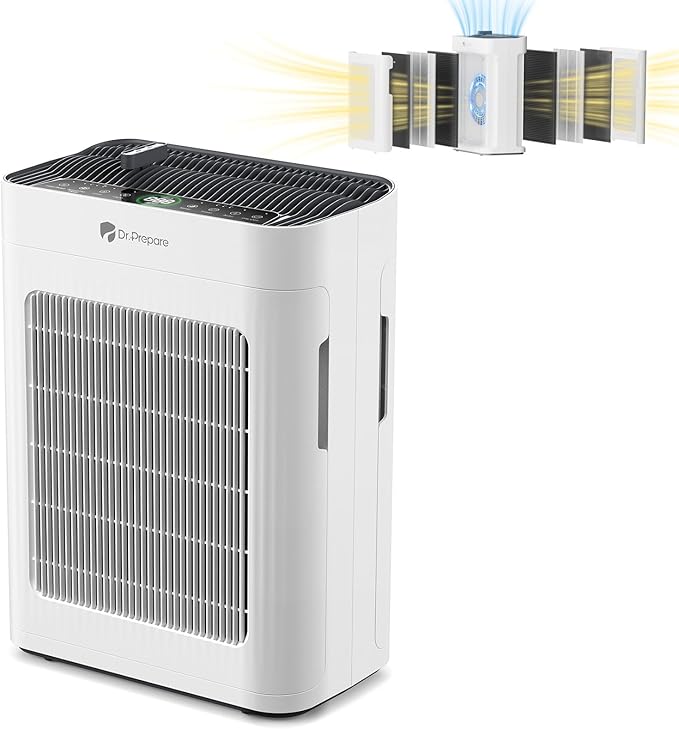 Air Purifier for Home Large Room up to 3000 ft², Dr.Prepare HEPA Double-Sided Air Cleaner with 20dB Sleep Mode, Pet Mode, Washable Pre-Filter, PM2.5 Display, Aroma, for Pet Hair, Dust, Smoke & Pollen
