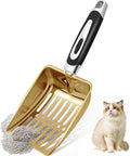Stainless Steel Cat Litter Scoop,Metal Cat Litter Scoop,Kitty Metal Scooper,Sturdy Mesh Scooper,Suitabla cat Scooper for Cat Litter Box(Gold)
