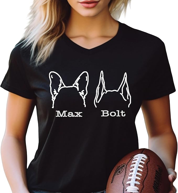 Custom Dog Mom Shirt for Women Pet Ears Sweatshirt with Name Unique Puppy Line Art Cute Dad Hoodie for DogDad Owner Lover