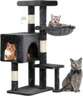 BestPet | 37" Cat Tree Tower | Light Gray | Sturdy Multi-Level Cat Tree with Plush Condo, Cozy Perch, Sisal Scratching Posts, Hanging Toy and Hammock | Easy Assembly | for Kittens & Adult Cats