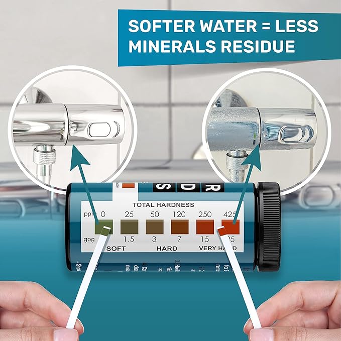 Water Hardness Test Kit - Quick and Accurate Water Hardness Test Strips - Hard Water Test Kit with eBook - Ultimate Test Kit for Water Hardness - 150 Water Softener Test Strips by JNW Direct