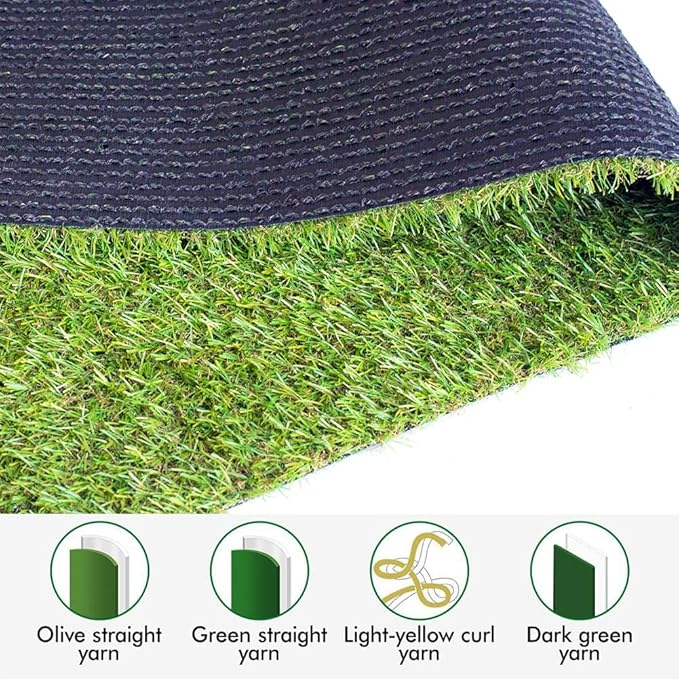 Artificial Grass Outdoor Rug, 3FT x 5FT (15 Square Feet) 0.8 inch Realistic Fake Synthetic Grass Carpet, 20mm Thick Indoor Outdoor Grass Lawn Rugs Landscape for Pets, Patio, Garden