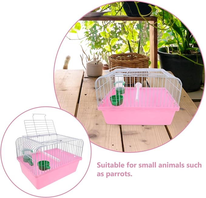 BESPORTBLE Spacious Bird Carrier Travel Cage Lightweight Portable Bird Cage with Perch Food Box Water Feeder for Parrots and Lovebirds Abs Iron Design for Travel Storage Color