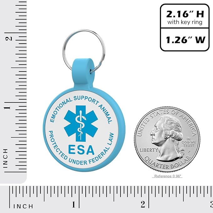 ESA Dog Tag, QR Code Dog Tag, Modifiable Free Pet Online Profile, Scannable QR Code, Scan QR Send Instant Location Alert Email, Silicone Lightweight ID Tag for Dog and Cat (Blue, Regular)