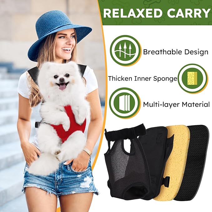 Pet Carrier Backpack, Hands-Free Adjustable Dog Front Carrier Legs Out & Easy-Fit Dog Backpack Carrier for Hiking Camping Traveling Cycling for Small Dogs and Rabbits (Large, Red)