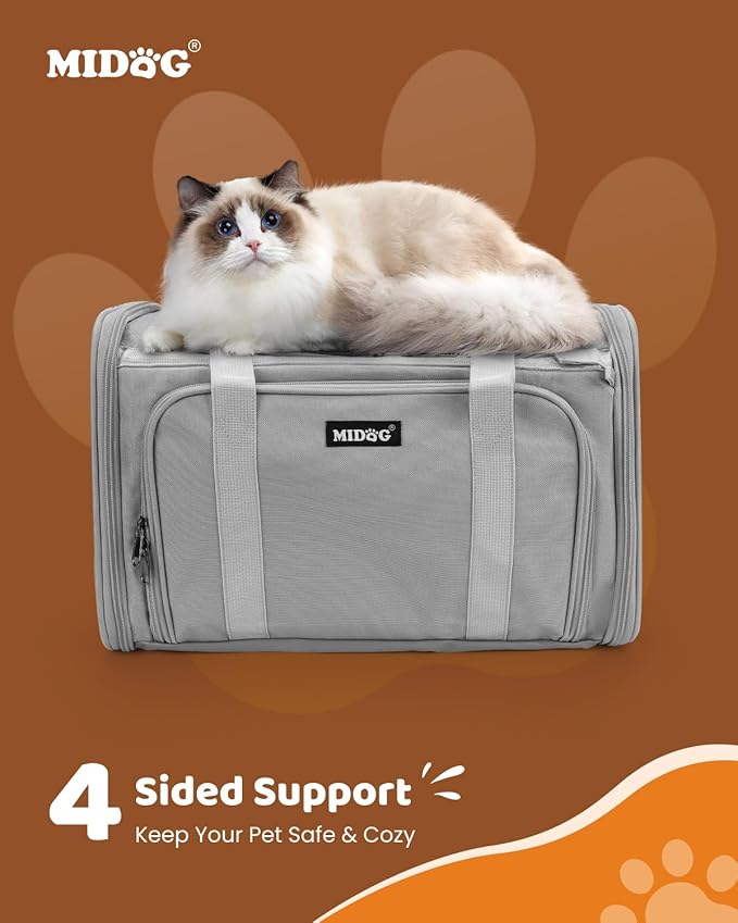 MIDOG Cat Carrier Soft for Small to Medium-Sized Cats,Up to 25 Lbs, TSA Airline Approved Soft Sided Pet Carrier
