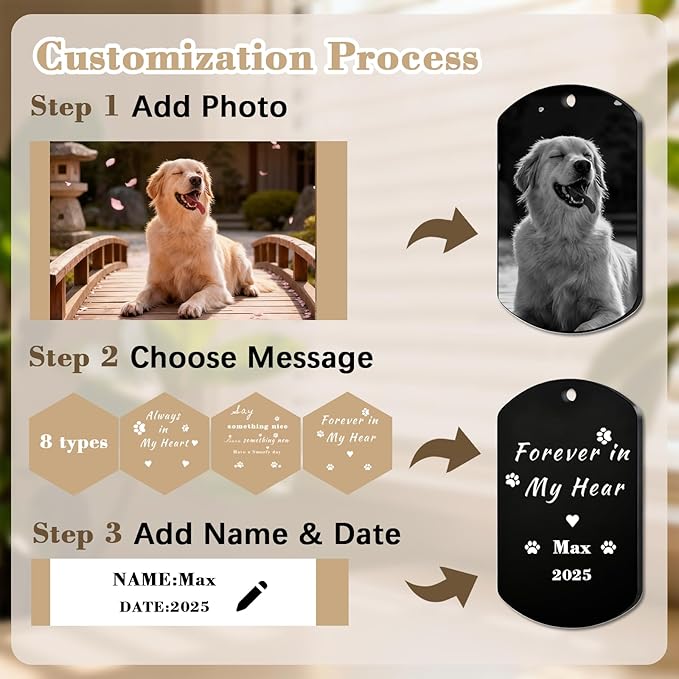 QYH Custom Memorial Dog Keychain with Picture - Personalized Cat Dogs Pet keepsakes Keychains Customized Gifts for Pet Lovers