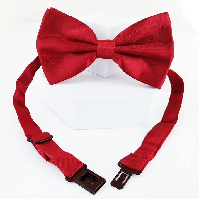 Dog Bow Ties for Large Dogs, KOOLMOX Wine Red Adjustable Dog Collar Bow Tiefor Medium and Large Dogs Cats Pets Wedding Birthday Graduation Holiday Halloween Cosutmes