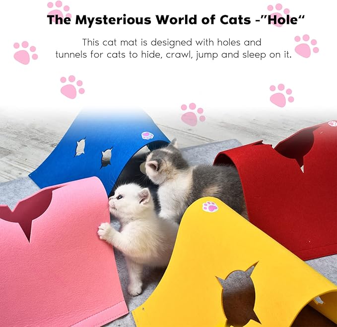Cat Toys Tunnel for Indoor Cats, Interactive Cat Enrichment Furniture with Plush Ball for Small Animals Pets, Kittens, Rabbit Cave Accessories