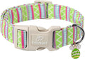 Easter Dog Collar for Large Dogs - Brightly Colored Stripe Easter Collars for Boy Girl Dogs, Adjustable Spring Holiday Pet Collars with Quick Release Buckle XL