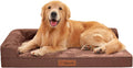 Orthopedic Dog Beds for Large Dogs, Memory Foam Dog Beds Large Sized Dogs, Washable Removable Cover, Nonskid Bottom, Waterproof, for Indoor, Outdoor, Crate ＆ Car Use, 44x32x6 Inches, Brown Grey