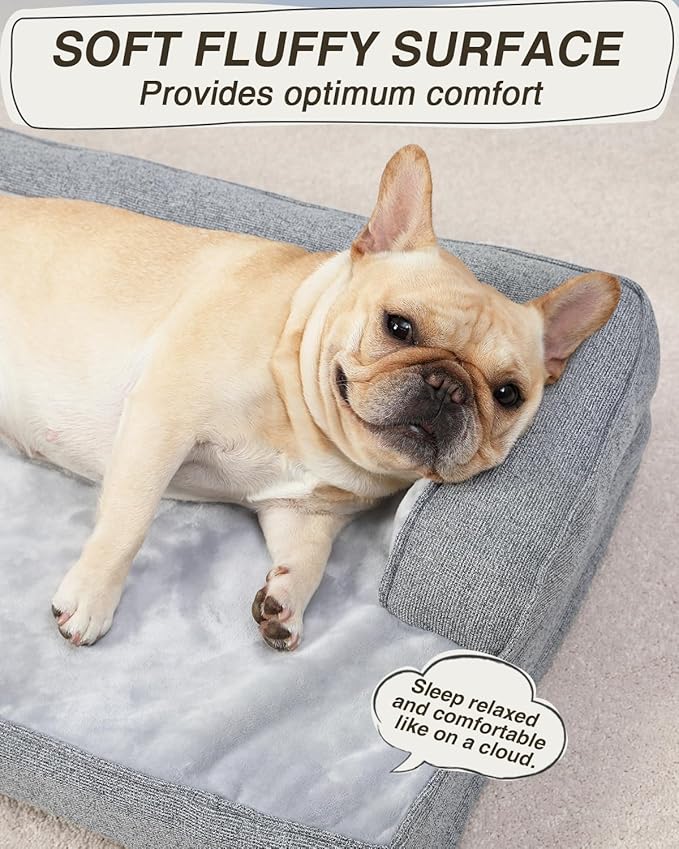 KSIIA Washable Dog Bed Medium Size Senior Dog, Orthopedic Warm Soft Pet Sofa Waterproof Pet Couch with Sides, Non-Slip and Egg-Crate Foam Beds with Removable Cover, 29x18Inch, Grey