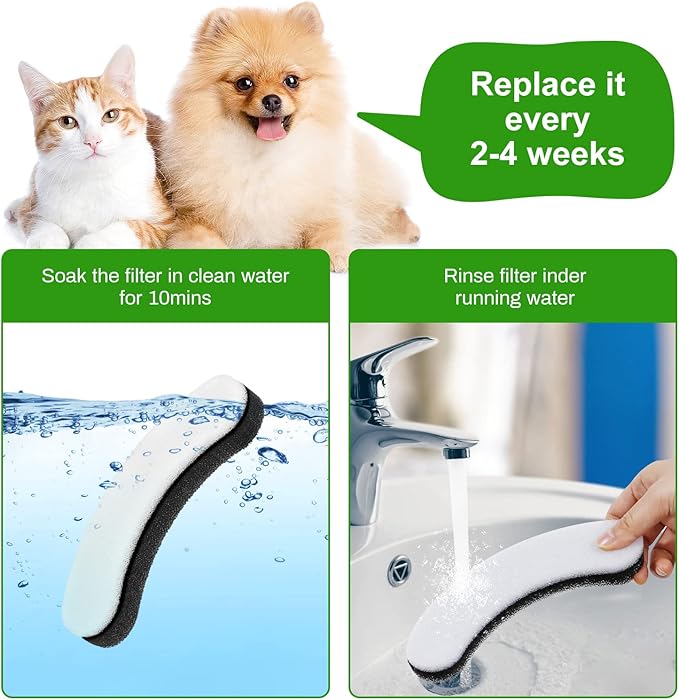 4 Pack Replacement Filters for DF10 & DF30 Automatic Pet Water Dispenser, Triple Filtration Dog Water Filter Replacement, Carbon Cat Water Fountain Filters