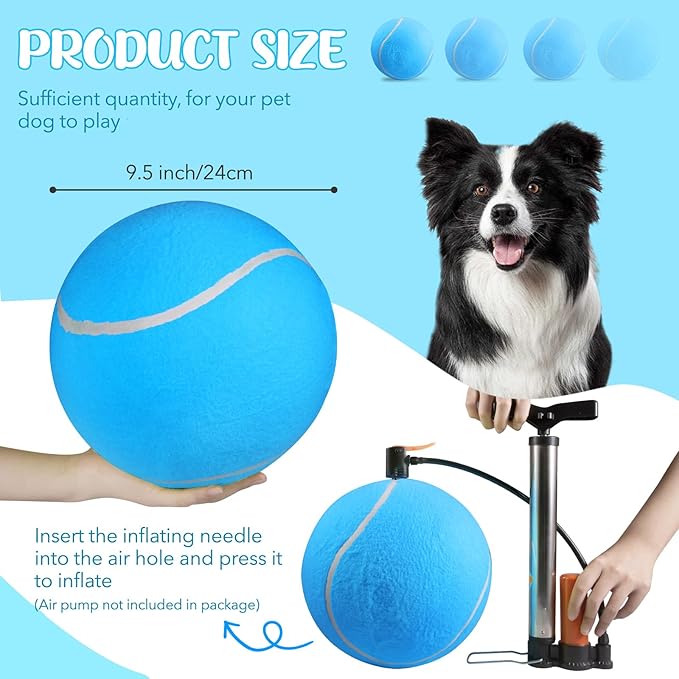 susu & wuwu Giant Tennis Ball for Dogs Yellow Big Tennis Ball for Dog Birthday Gift 9.5" Pet Toy Balls for Small/Medium/Large Dogs