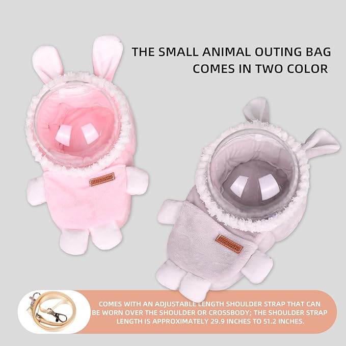 Hamster Carrier Rat Bag Cute Rabbit Shape Small Animal Sugar Glider Travel Pouch Gerbil Hedgehog Portable Travel Carrier Outdoor Hangbag Grey Squirrel Rat Carrier (Grey)