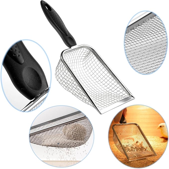 itPlus Cat Litter Scoop, Stainless Steel Cats Sturdy Mesh Scooper Kitty Litter Scoop Long Handle Scooper Shovel Sifter for All Litter Types Metal Cat Scooper for Litter Box