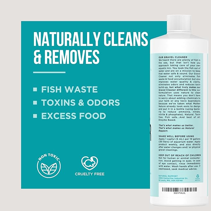 Aquarium Gravel Cleaner - Naturally Maintain a Healthier Tank, Reducing Fish Waste and Toxins (16 fl oz)