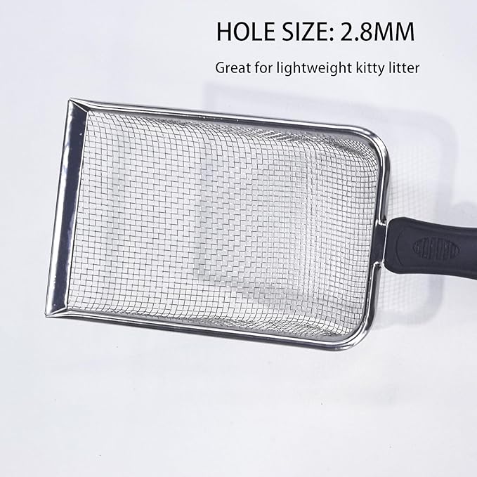 Cat Litter Scoop,Kitty Litter Scoop with Stainless Steel Mesh, 2.8mm Hole Scoop for Cat Litter,Chicken Coop Sand, Beach Sand