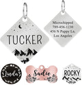 Ultra Joys Stainless Steel Custom Dog & Cat Tags - Personalized Front & Back Engraving, Optional Both Sides, Diamond Tag Mountain Silver Large