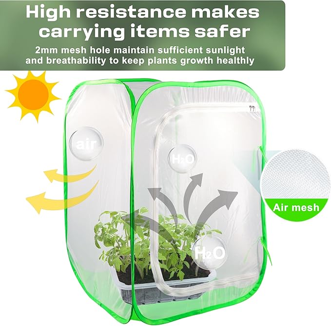Mesh Plant Tent Enclosure, Pop-Up Cage Plant Cover, Outdoor Garden Protection Guard for Pests, Bird, Pest (28 x 28 x 48 Inches)