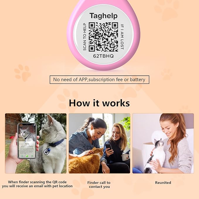 2-Pack QR Code Pet ID Dog cat Tags for Collar Personalized for Cats Online Profile - Scan QR Receive Instant Pet Location Alert Email, Anti-Lost,No Subscription fees (Blue & Pink, for cat - 1")