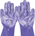 Pecute Pet Grooming Gloves, Large, Heat Resistant, Silicone Bathing and Massaging Gloves with High-Density Teeth and Enhanced Five Finger Design for Dogs and Cats, Purple