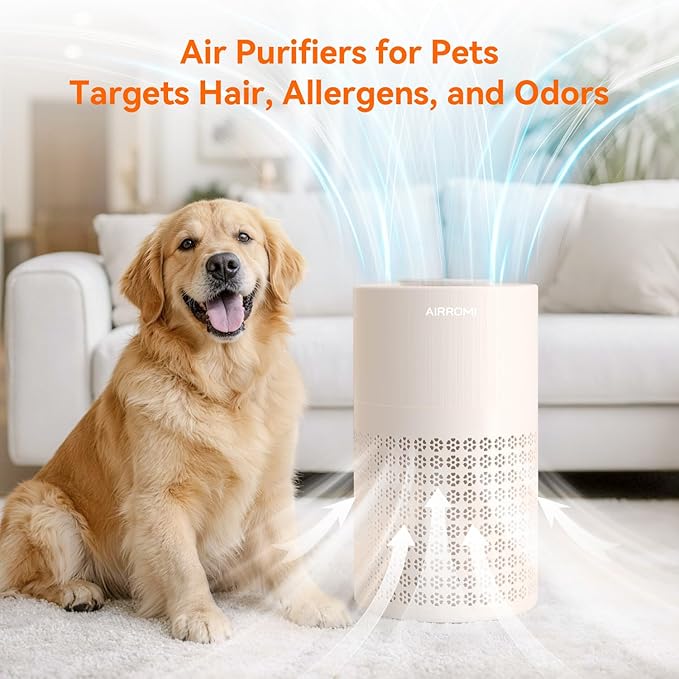 AIRROMI Air Purifier for Bedroom with A2001 Creamy Beige
