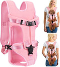 Dog Carrier Backpacks, Adjustable Dog Backpack Carrier, Legs Out Easy-fit Dog Chest Carrier for Medium Small Dogs, Hands Free Dog Front Carrier for Hiking, Cycling（Pink M）