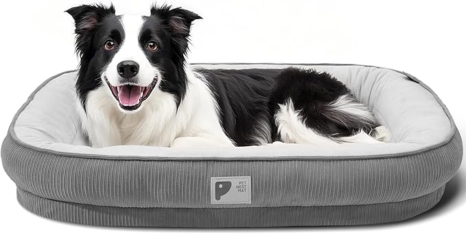 Orthopedic Dog Bed for Large Dogs Sofa Bed with Egg Crate Foam Dog Couch Bed with Four-Sided Bolster, Removable Cover & Non-Slip Bottom Grey L