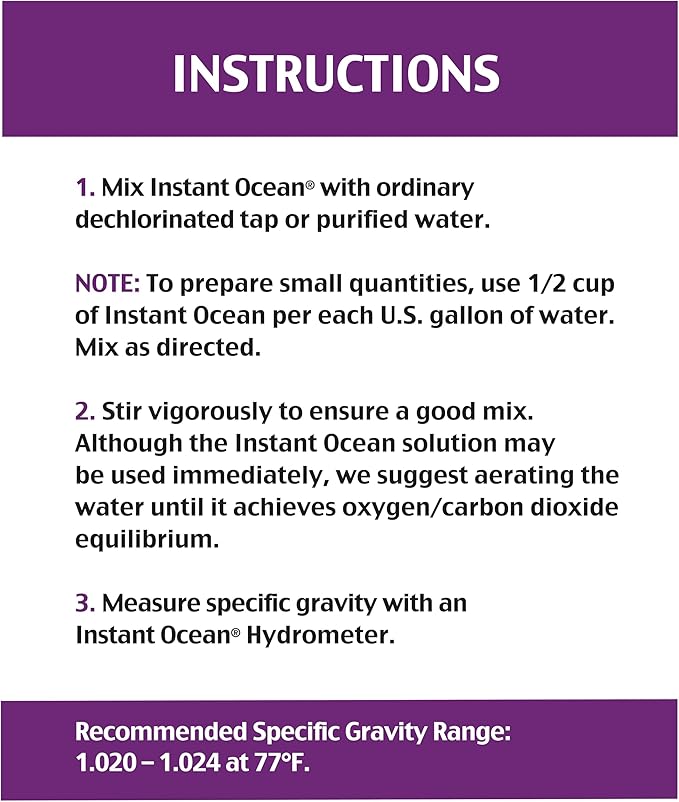 Instant Ocean Sea Salt for Marine Fish Tank Aquariums, Nitrate & Phosphate-Free