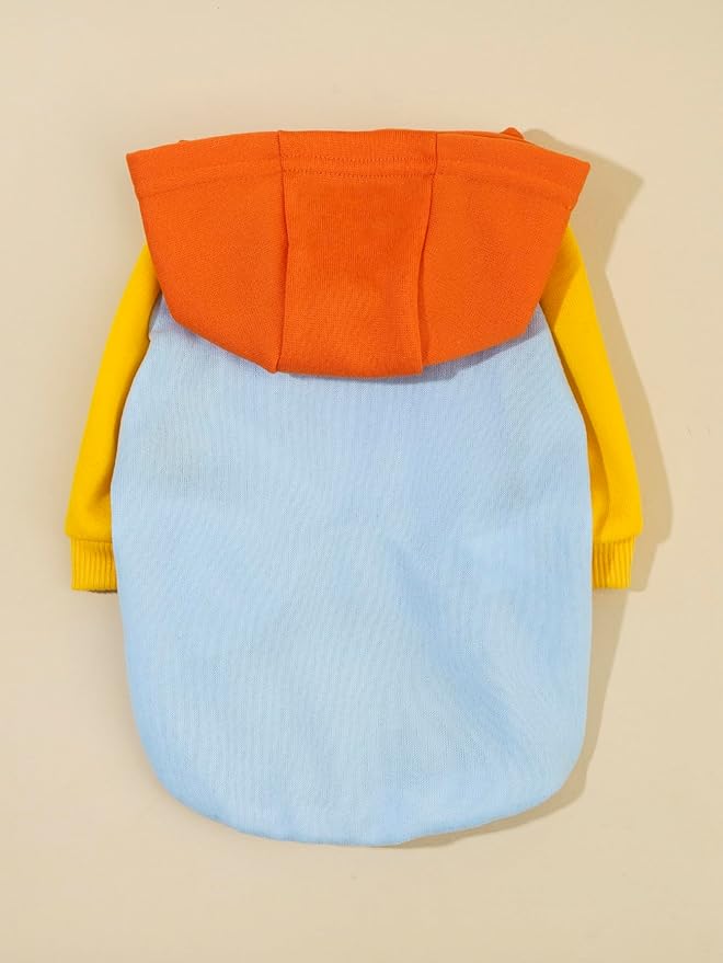 QWINEE Basic Dog Hoodie Sweatshirt Puppy Sweater Warm Cat Costumes Pet Clothes for Chihuahua Puppy Kitten Small Medium Dogs Orange and Blue X-Small