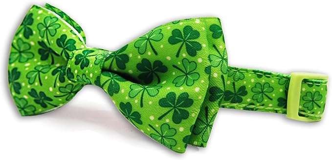 St. Patrick Day Dog Collar Adjustable Puppy Collar with Clover Pattern, Cute Pet Accessories for Small Medium Large Dogs
