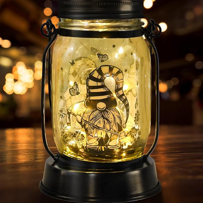 kyoryuger Gnome Gifts for Women/Men Gnome Lovers Solar Lantern Mom Birthday, Mothers Day, Dwarf Solar Funny Garden Decoration Outside for Yard, Patio,Backyard,Porch, Torches