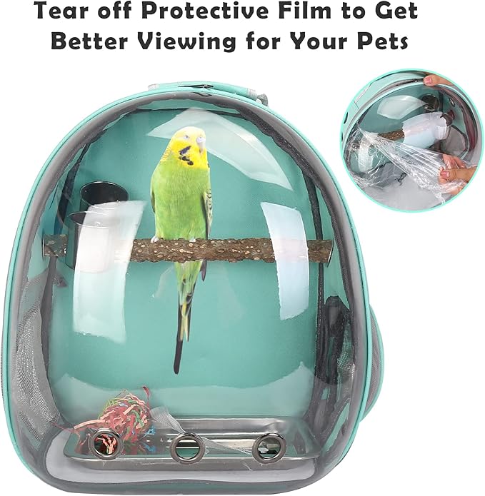Bird Backpack Carrier with Perch, Portable Wild Bird Travel Cage Bag, Parrot Carrier Cockatiel Cage w/Toy Stainless Steel Food Bowl Tray for Conures Parakeet Budgie Canary Lovebirds Small Animals