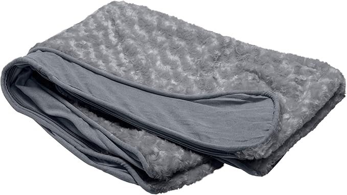 Furhaven Replacement Dog Bed Cover Ultra Plush Faux Fur & Suede Contour Luxe Lounger, Machine Washable - Gray, Large