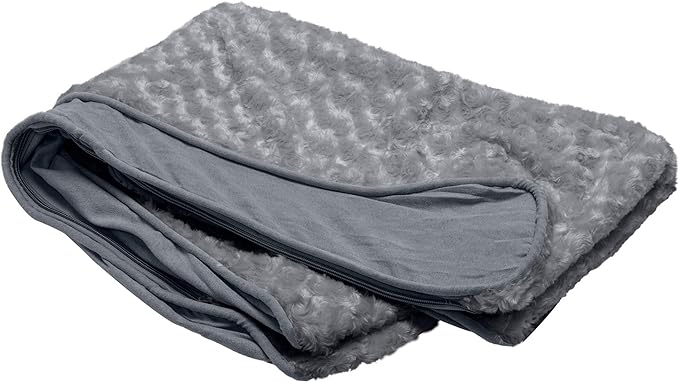 Furhaven Replacement Dog Bed Cover Ultra Plush Faux Fur & Suede Contour Luxe Lounger, Machine Washable - Gray, Medium