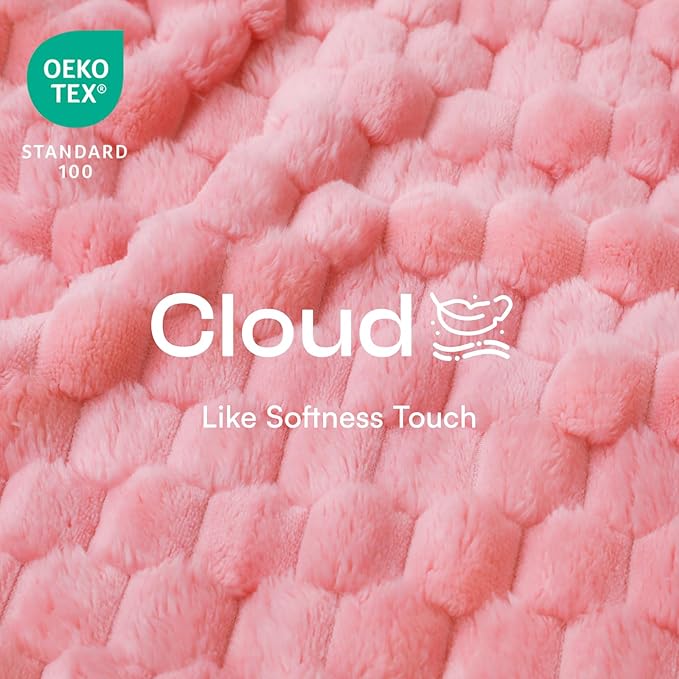 Luciphia Soft 300GSM Fleece Pet Blanket for Small Medium Large Dogs Washable 3D Textured Flannel Cat Puppy Decorative Furniture Protector Throw Durable Pink, M(30''x20'')