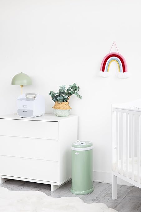 Ubbi Steel Diaper Pail, Odor Locking, No Special Bag Required, Award-Winning, Registry Must-Have, Sage Green