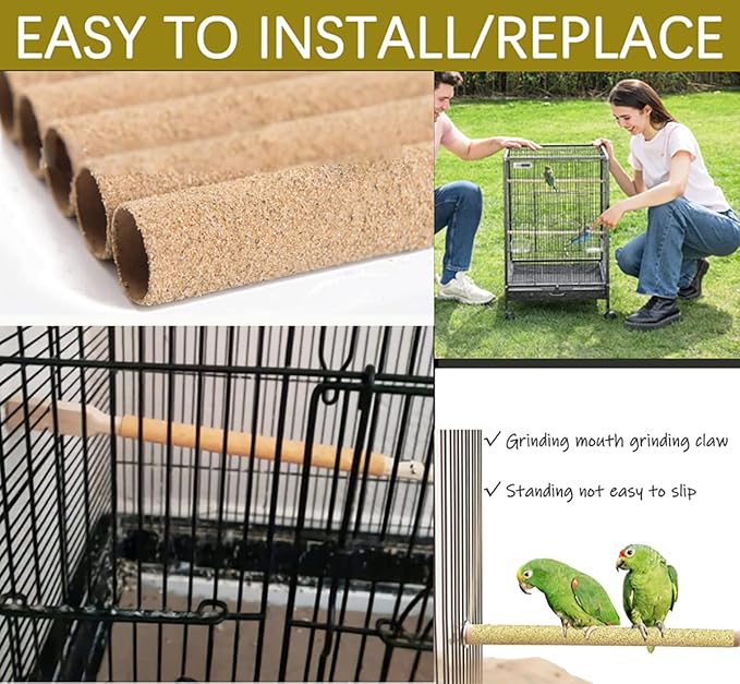 12Pcs Sand Perch Covers for Birds - Large Bird Perch Covers 10" Long x 0.78" Diameter Bird Perches for Parakeets, Lovebirds, Parrotlets, Canaries and Other Small Birds(Yellow, 12pcs 10" x 0.78")