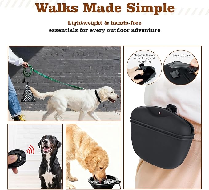 Puppy Supplies Starter Kit – Puppy Essentials and Dog Stuff Set for Small Dogs, Includes Bowls, Toys, Toothbrush, Treat Pouch and More, Welcome Home Gifts for Your New Puppies - Black