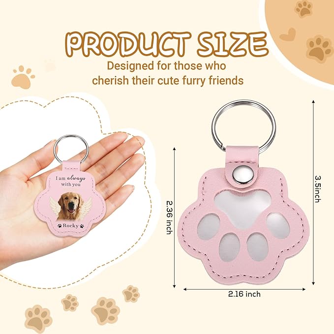 Custom Leather Pet Fur Keychain – Personalized Memorial Keepsake Keyring for Friend, Dog Cat Hair Sympathy Gifts﻿