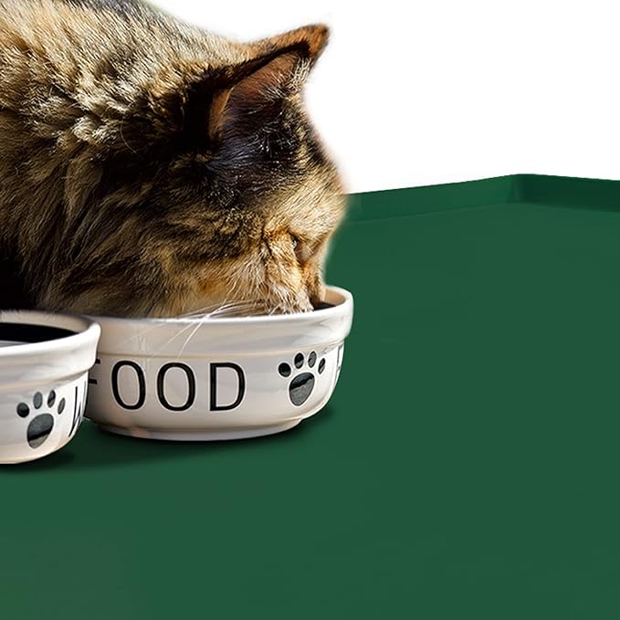 Dog Food Mat,Silicone Waterproof Food Tray,Non Slip Pet Bowl Mats Placemat,1" Raised Edge,Suitable for Most Small and Medium Sized Pets,32" x 24"