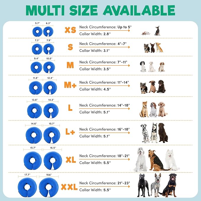 BENCMATE Inflatable Dog Cone Collar Alternative, Soft Dog Cone for Small Medium Large Dogs and Cats, Neck Recovery ECollar Donut Collar After Surgery (XLarge, Rainbow)