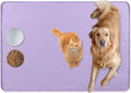 Cat Food Mat, 34" x 22" Large Silicone Pet Feeding Mat for Food and Water Bowls Non-Slip, Easy to Clean (Purple)