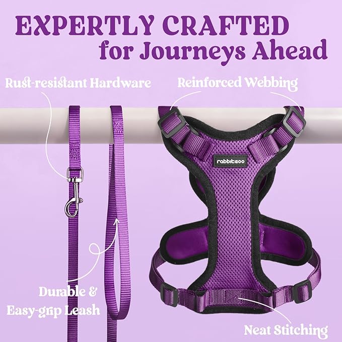 rabbitgoo Cat Harness and Leash for Walking, Escape Proof Soft Adjustable Vest Harnesses for Cats, Easy Control Breathable Reflective Strips Jacket, Purple, XXS