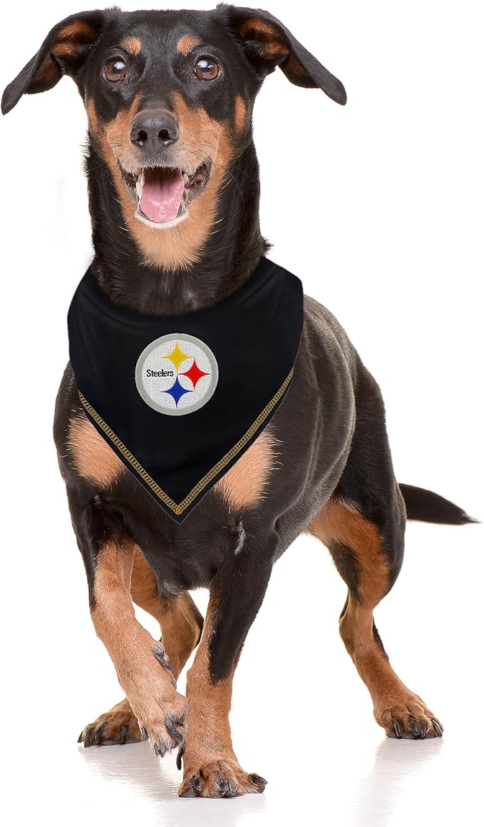 NFL Pittsburgh Steelers TIE Bandana, Large/X-Large. Dog Bandana Scarf Bib for Pet Cat Dog. The Ultimate Game-Day, Party Bandana